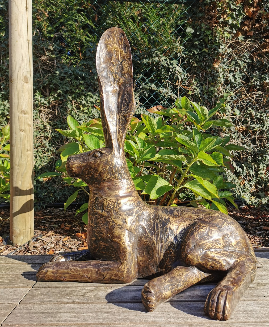XL Hare Sculpture Bronze Hare Large Garden Sculptures Etsy