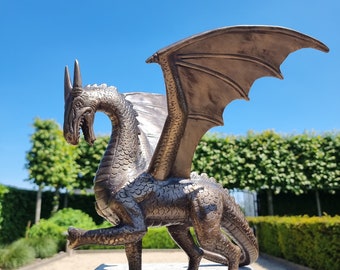 Dragón de bronce - Dragón decorativo - Figuras de dragones - Arte gótico, decoración del hogar de fantasía
