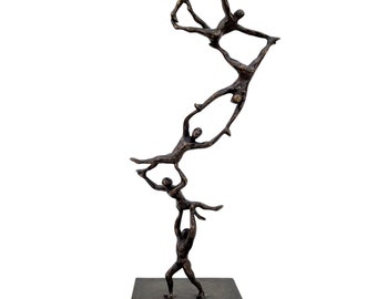 Escultura de bronce de una torre humana - Acróbatas de bronce - Mobiliario contemporáneo para el hogar