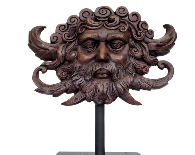 Vintage bronze artwork of a mythical face - Antiquity artwork - vintage home decoration - Bronze eye-catcher - bronze mask