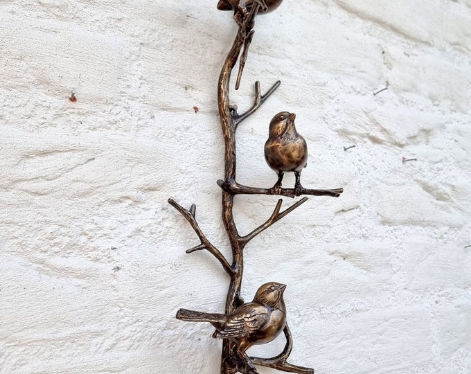 Bronze wall decor - Birds on a twig - Wall sculptures  - Bronze wall art - Bronze birdies - Natural home art - Cottagecore decor