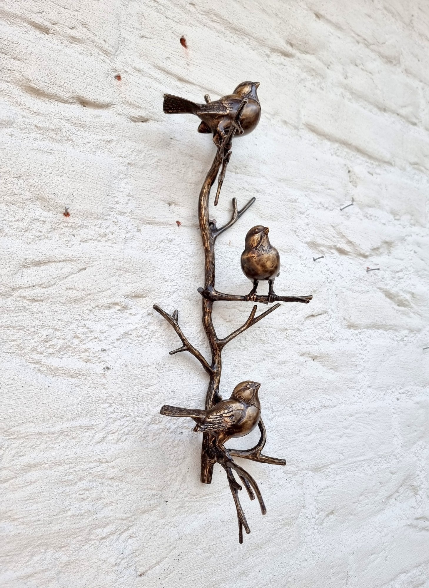 Bronze wall decor Birds on a twig Wall sculptures Bronze wall art Bronze birdies