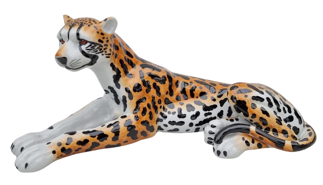 Large Resting Porcelain Leopard Leopard Statue Gift Statue Etsy