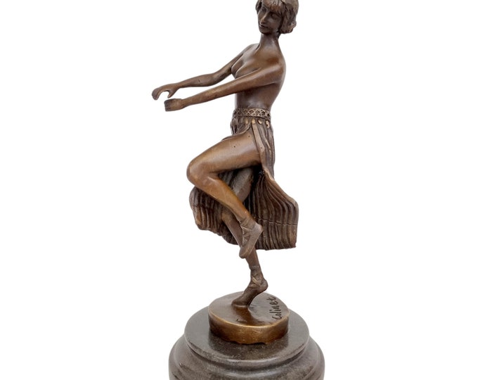 Graceful bronze sculpture of a dancer - Art deco style dancer - elegant and frivolous home decoration - bronze gift idea