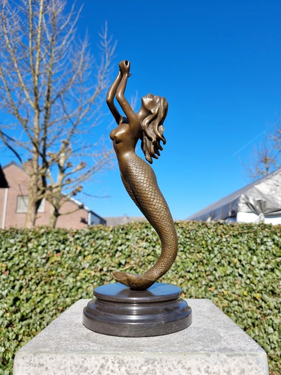 Detailed Bronze Sculpture of a Mermaid Mermaid Decoration 