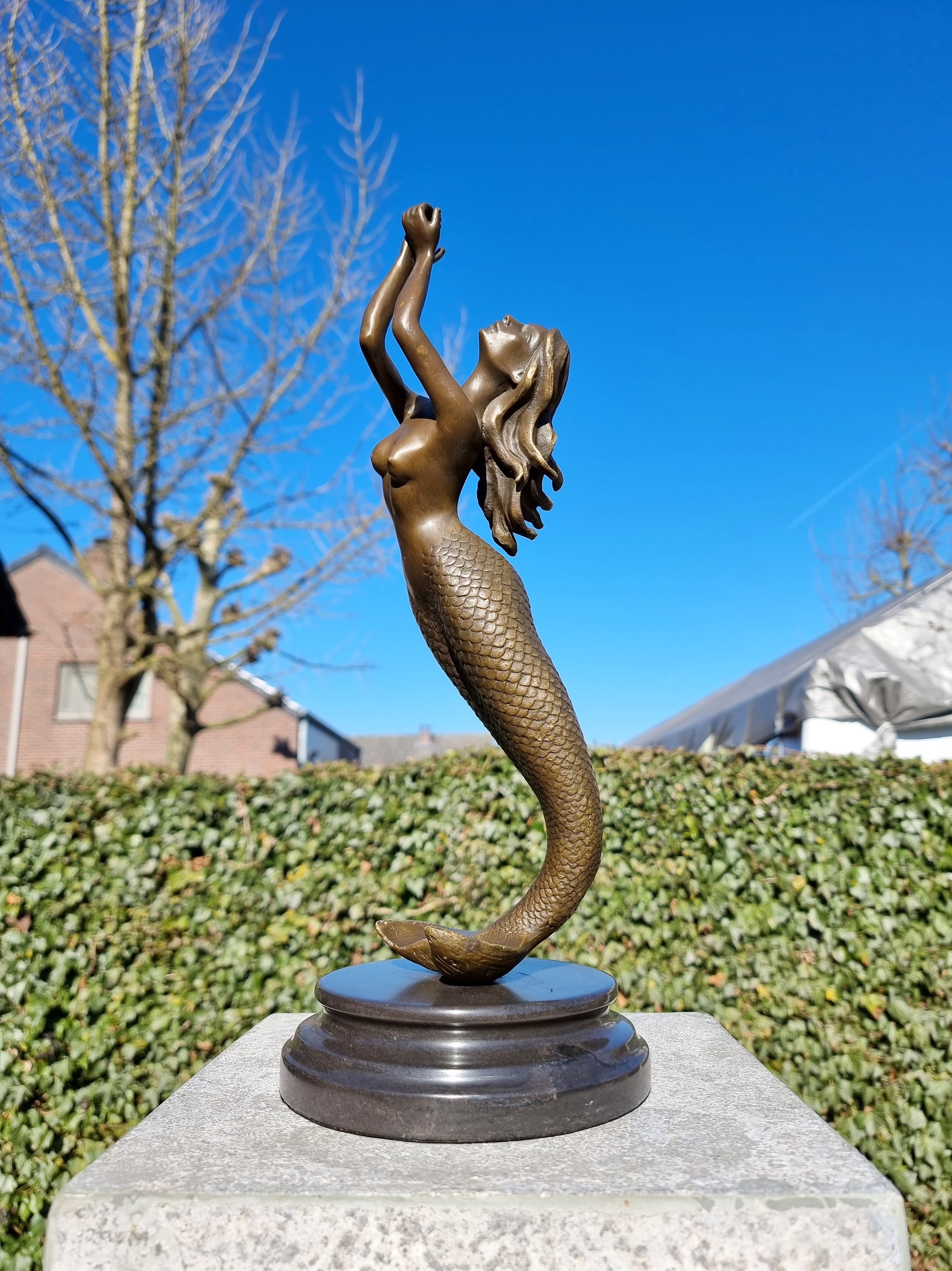 Detailed Bronze Sculpture of a Mermaid Mermaid Decoration Etsy