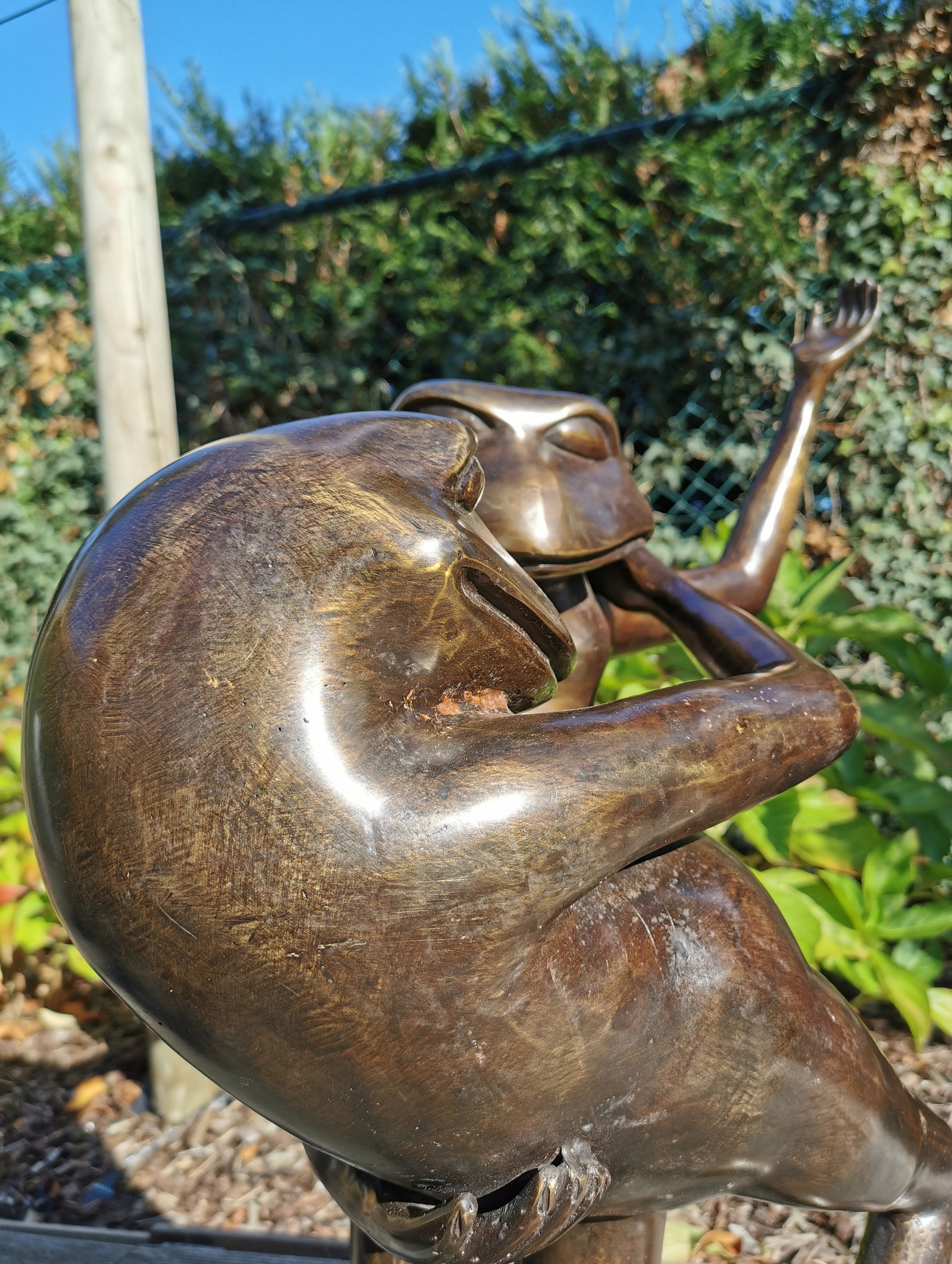 Couple of dancing frogs Bronze couple sculpture Tango dance art