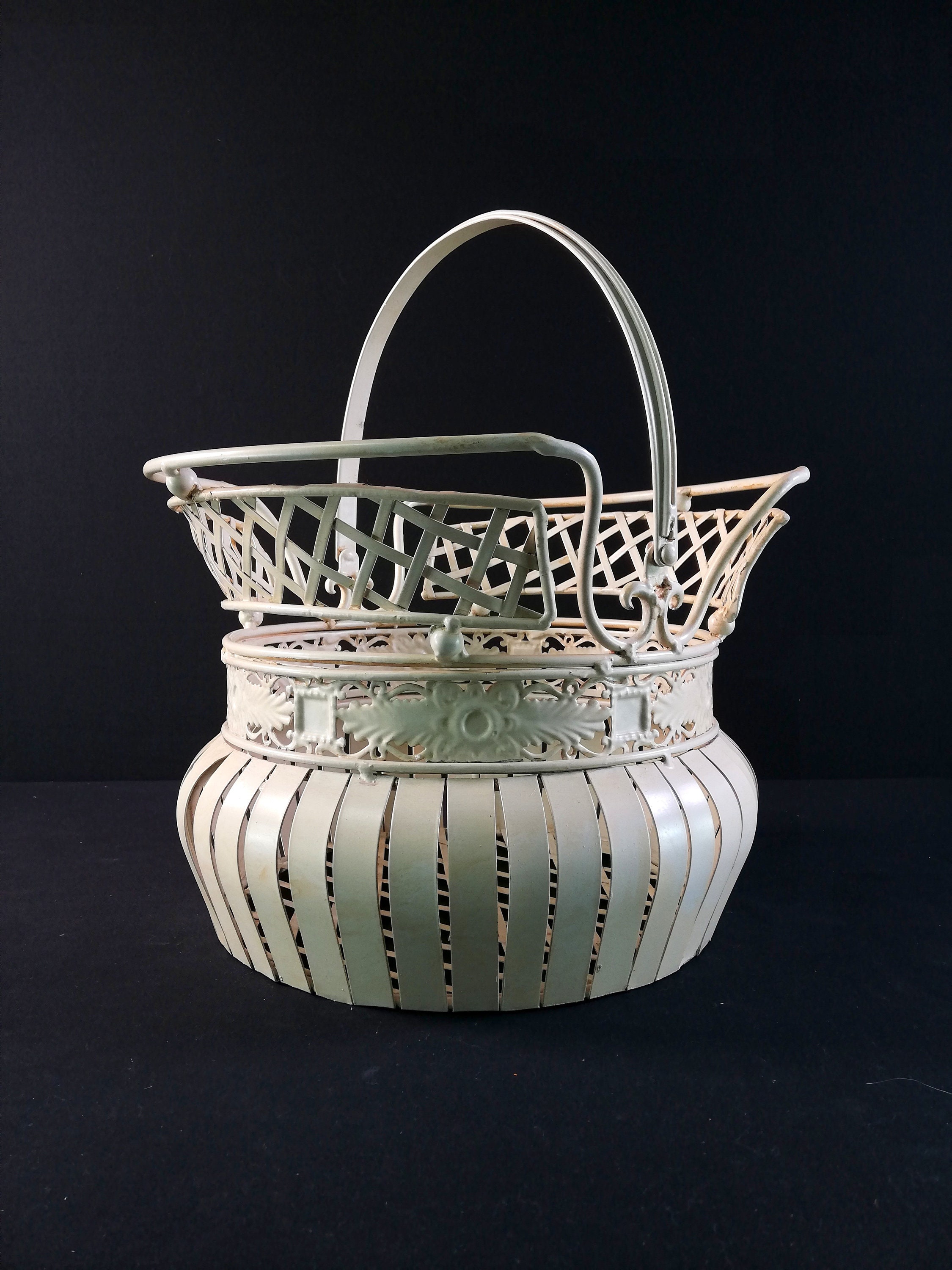 Wrought iron wood basket log basket fireplace decor