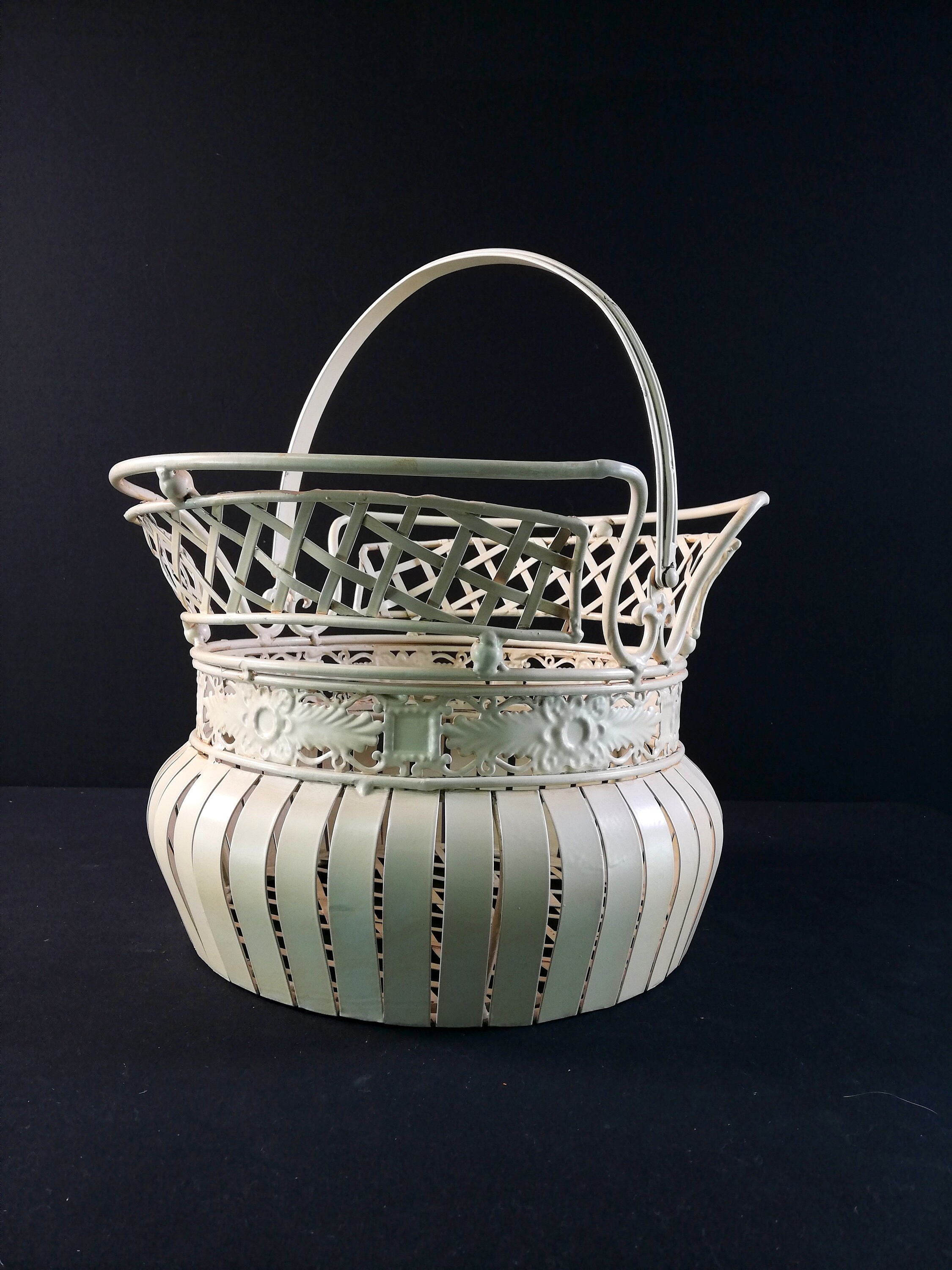 Wrought iron wood basket log basket fireplace decor