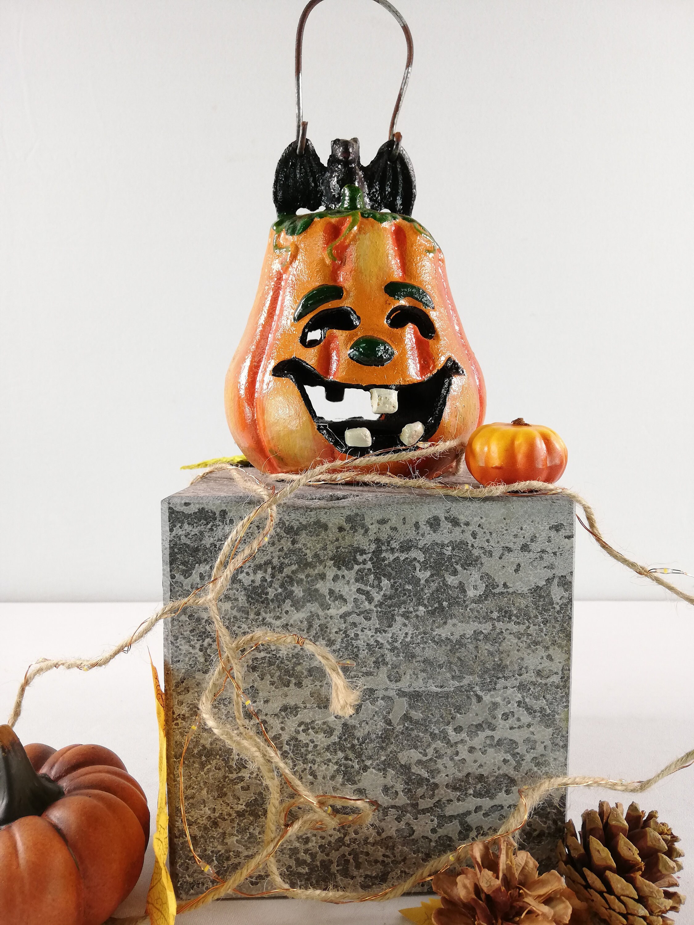Heavy Cast iron Halloween Pumpkin candle hodler