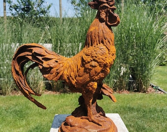 Large Cast iron rooster - Garden statue - Cast iron garden sculptures
