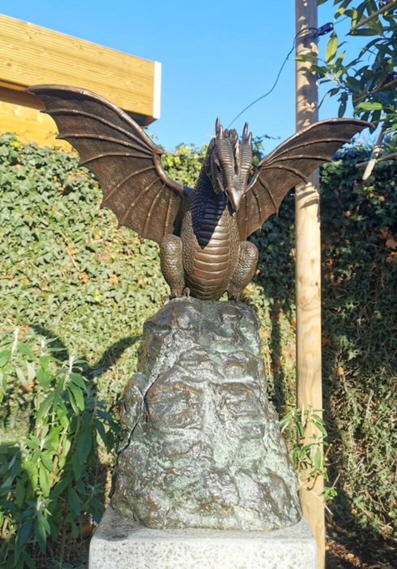Large Bronze Dragon Garden Statue Fountain Garden Etsy