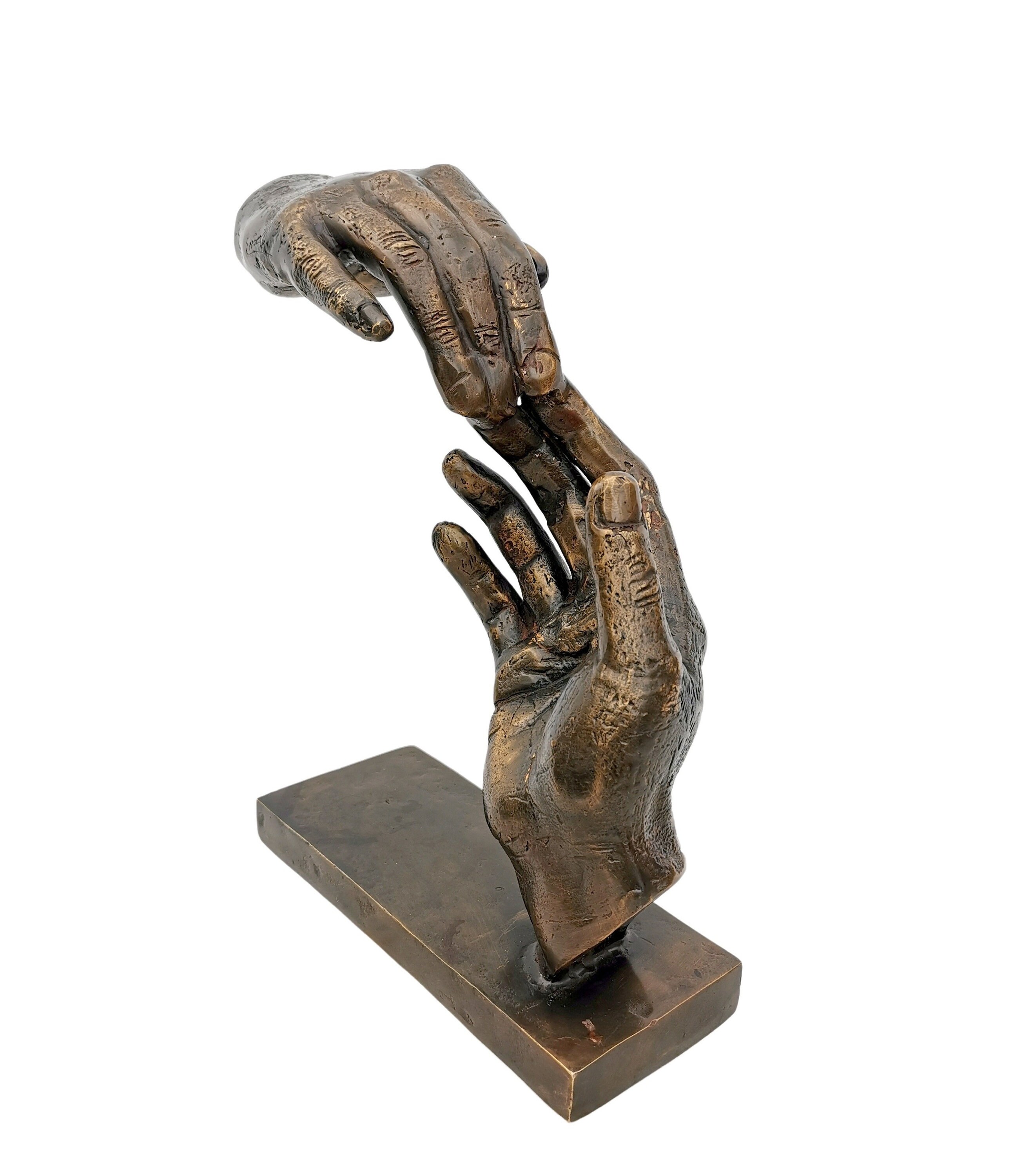 Bronze sculpture of 2 touching hands Floating hands