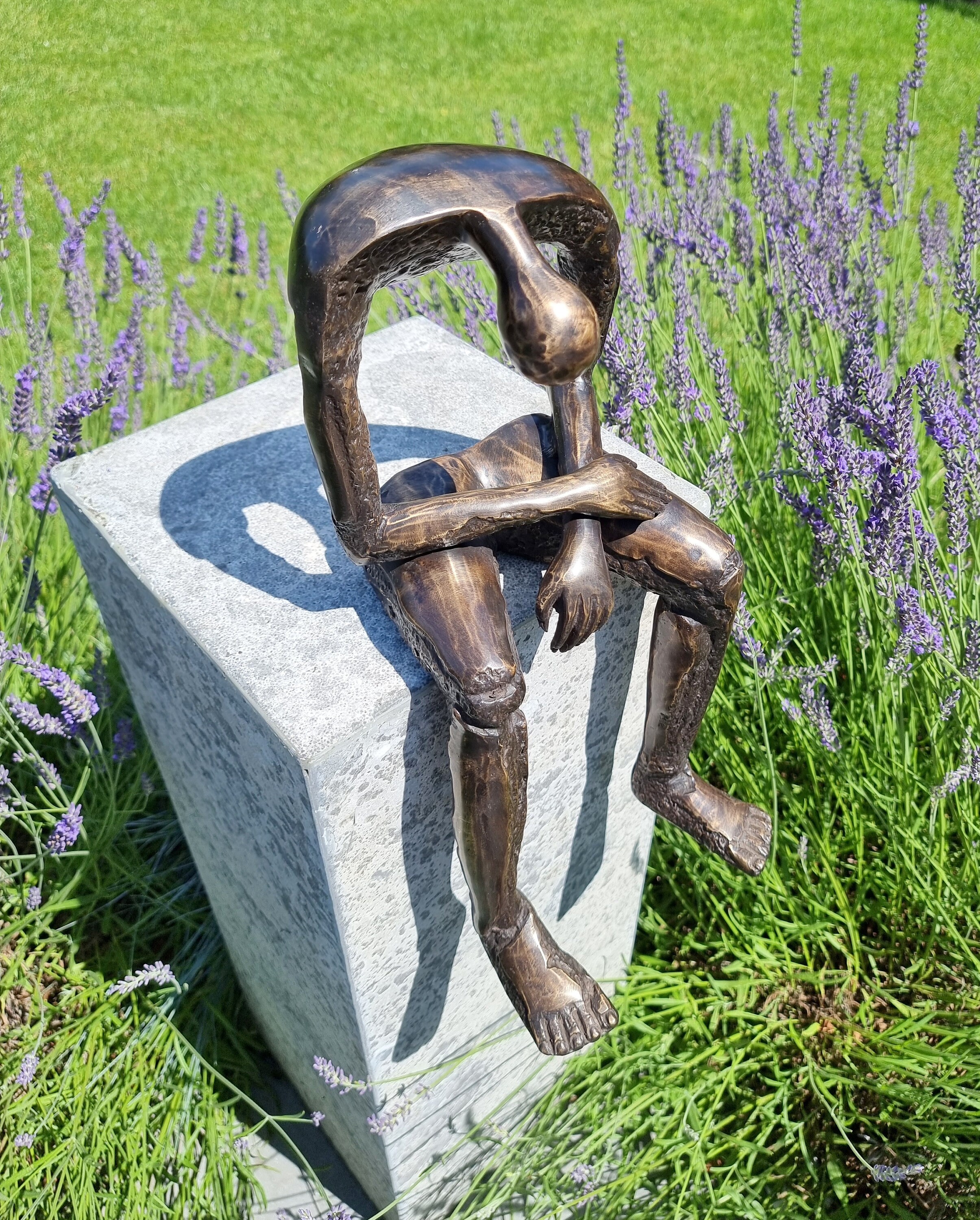 Modernist Bronze Sculpture Seated Bronze human Seated Giant