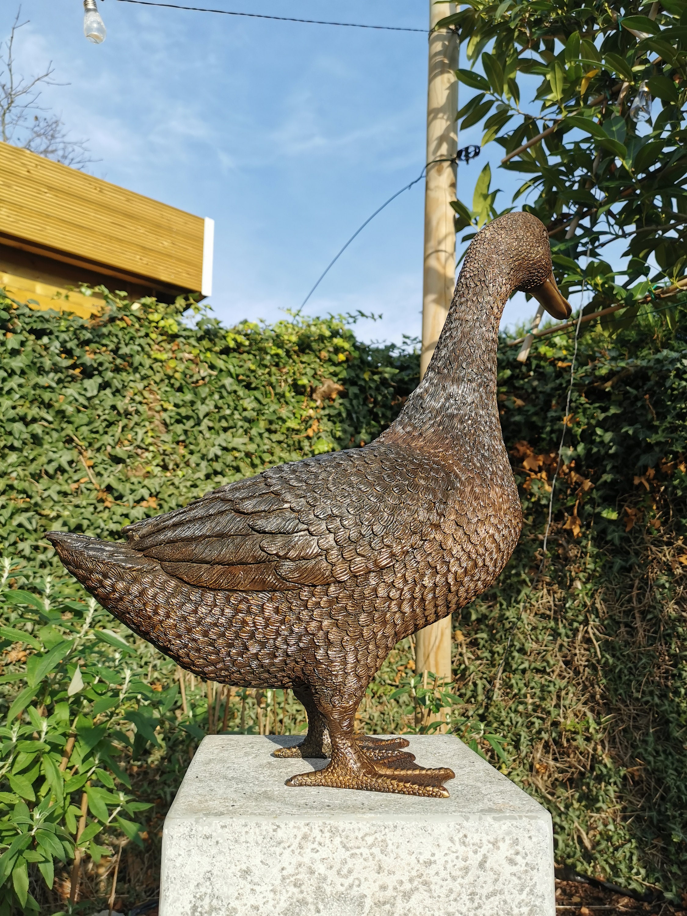 Sculpture oie en bronze - Statue animaux au jardin H. 48cm, vente
