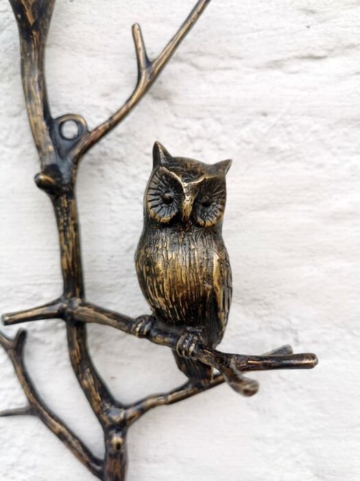 Bronze wall decor Owls on a twig Wall sculptures