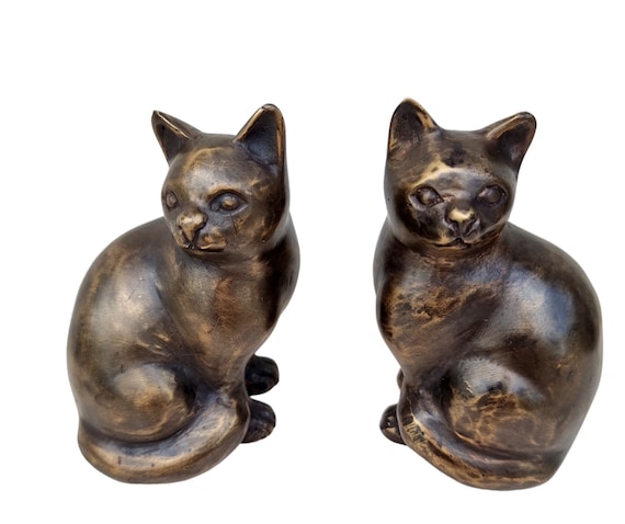 Figurine Clock Bronze Effect 2 Cats main image 1