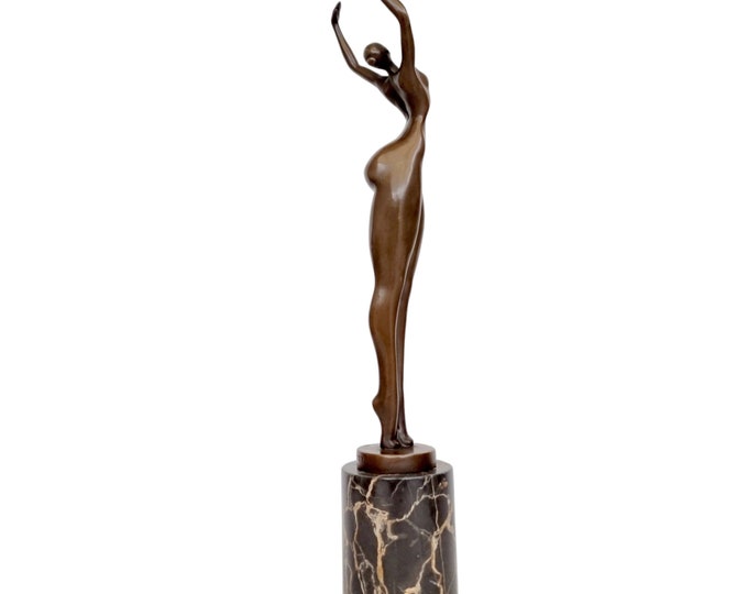 Bronze sculpture - modern and abstract - depicting a female dancer - ballerina - graceful female nude