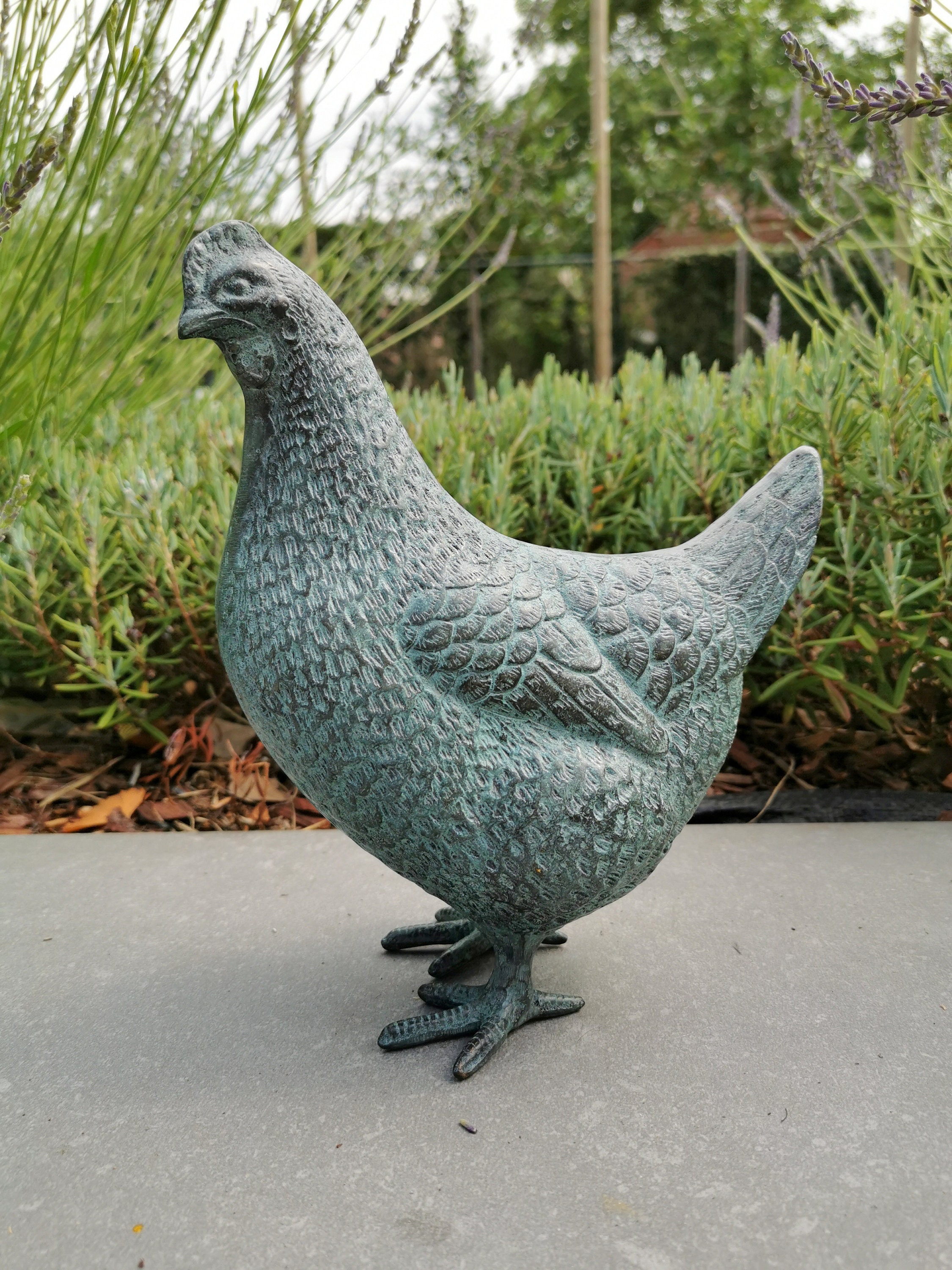 Beautiful Bronze Chicken Garden Statue Bronze Garden Etsy