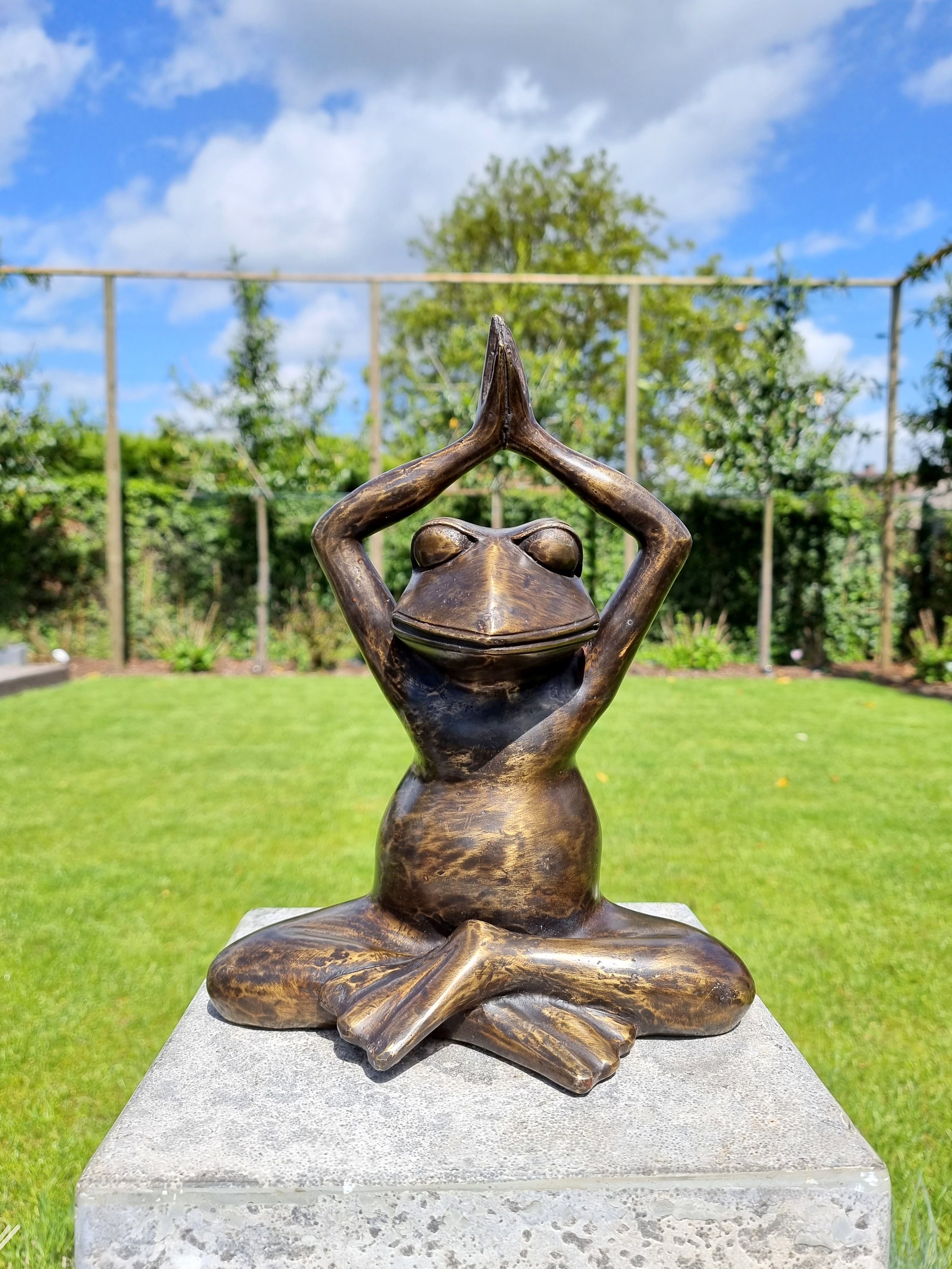 Meditating Frog Yoga Statue Bronze Garden Frog -  Hong Kong