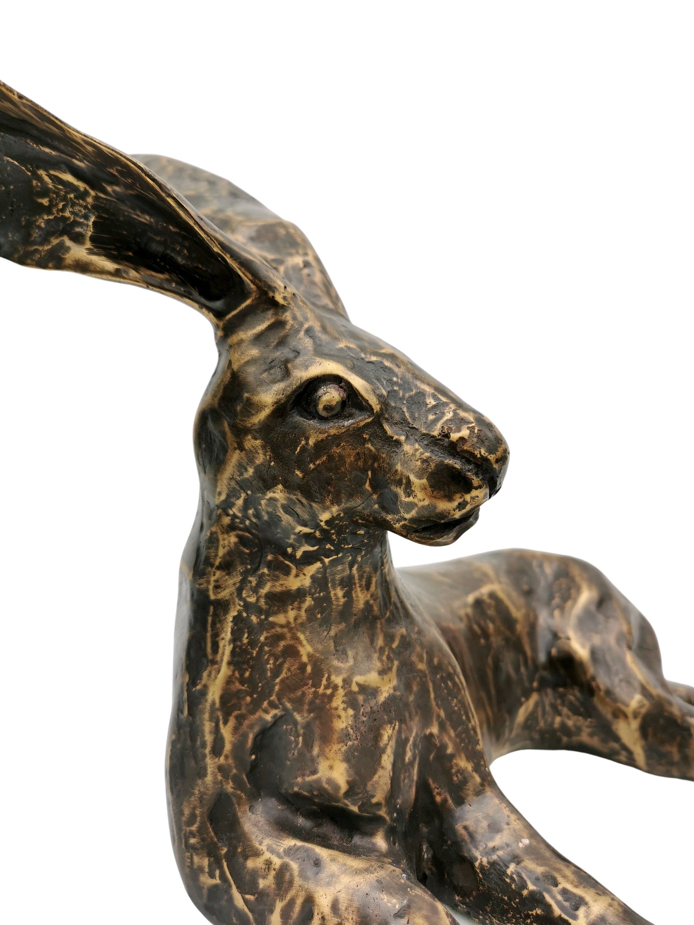 Bronze reclining Hare Bronze hare statue Lifelike hare