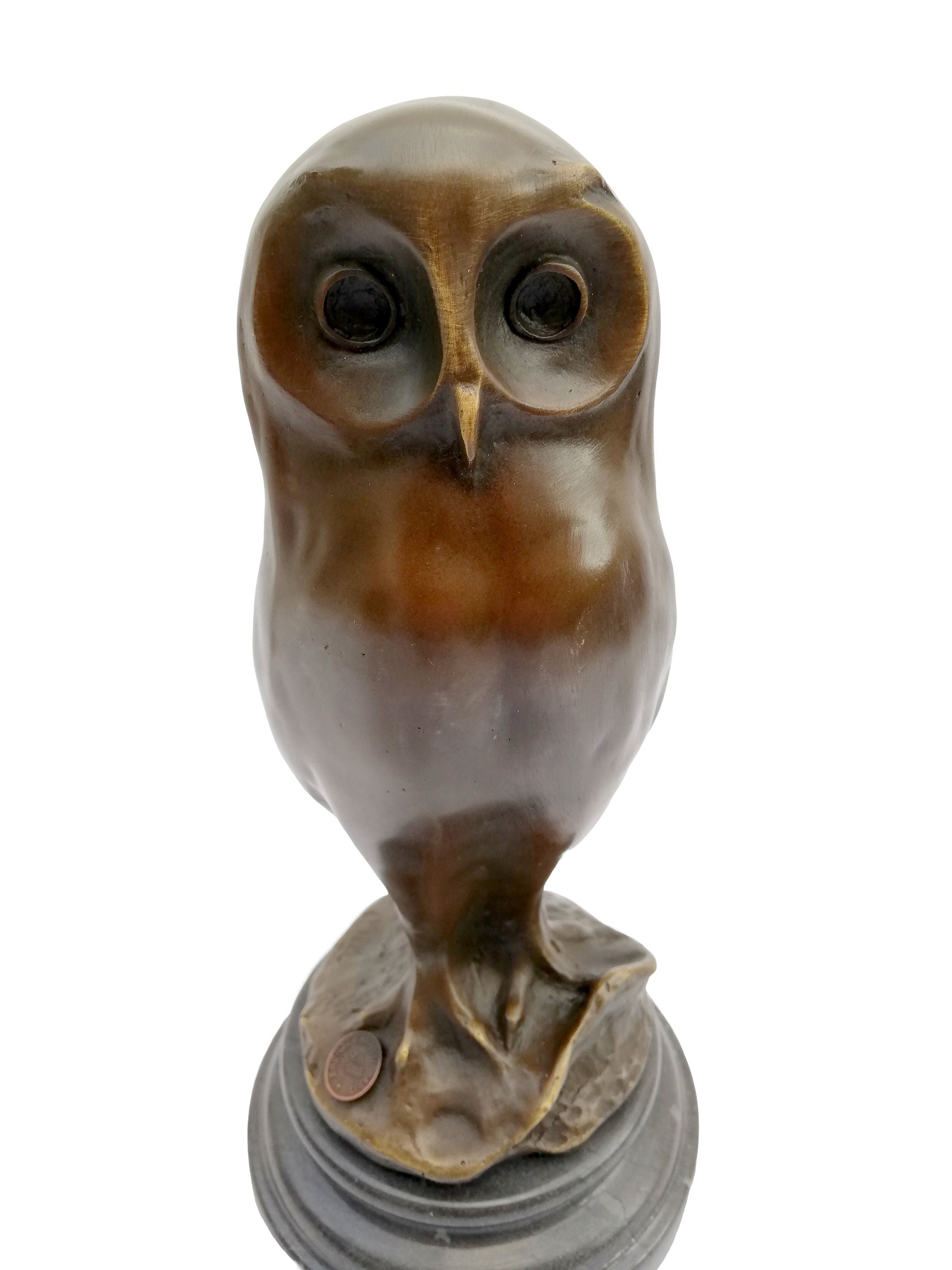 Bronze statue of a wise owl in Artdeco style