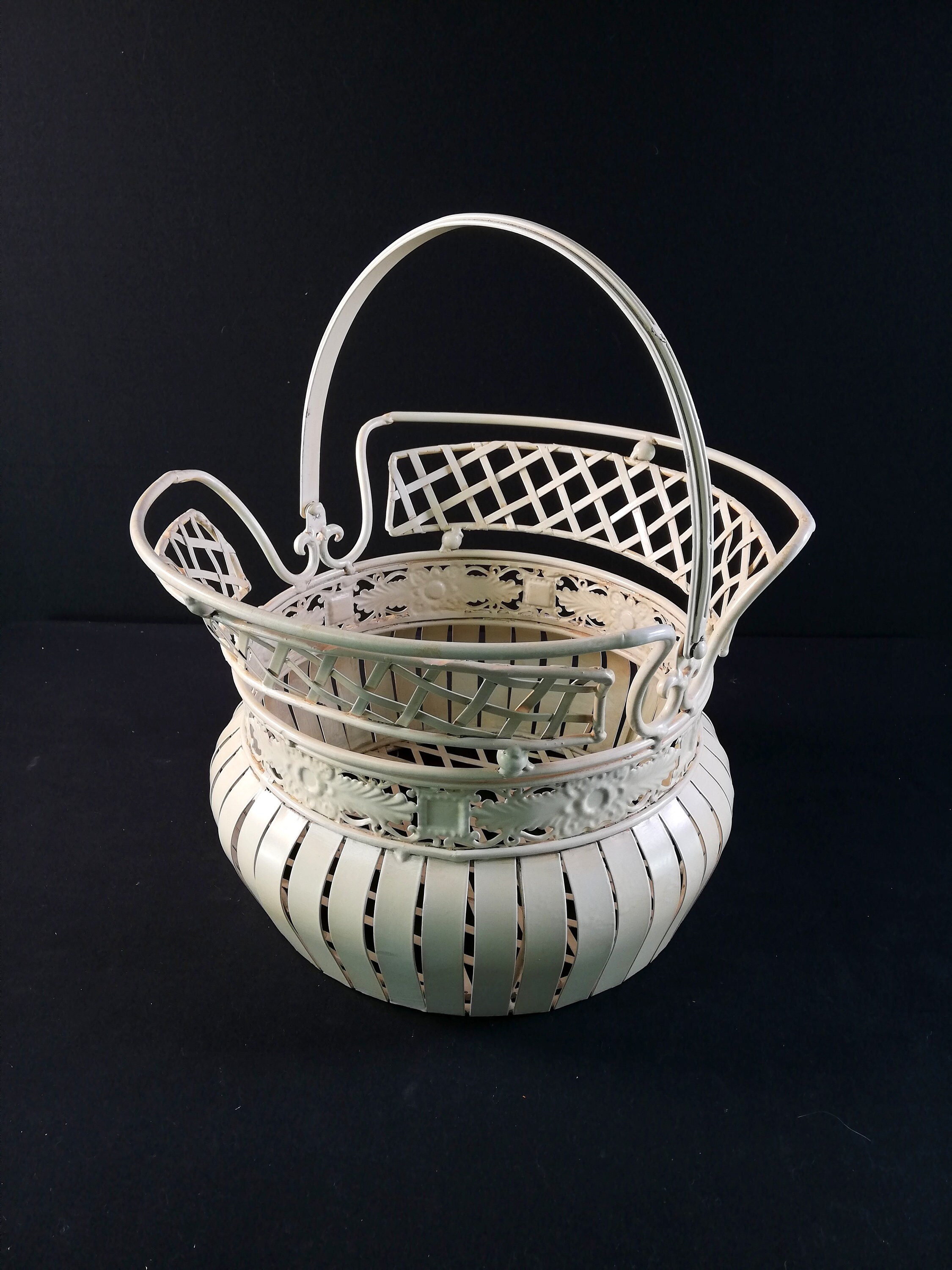 Wrought iron wood basket log basket fireplace decor