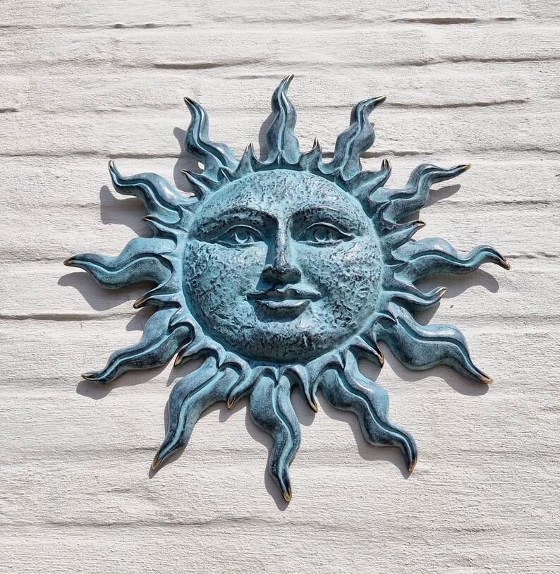 Bronze Sun Sculpture Sun Face Bronze Garden Decor Etsy