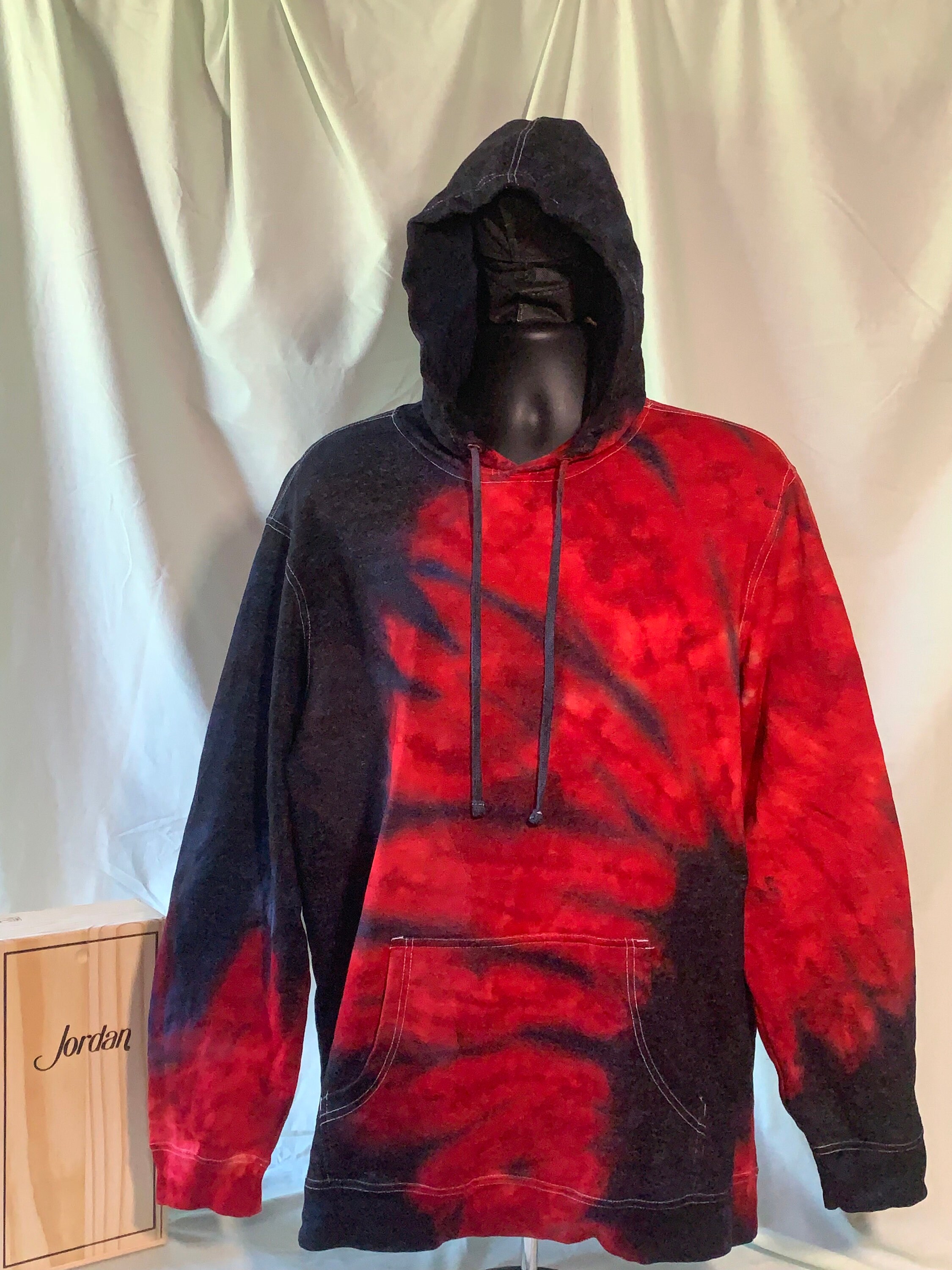 Red and black tie dye hoodie best sale