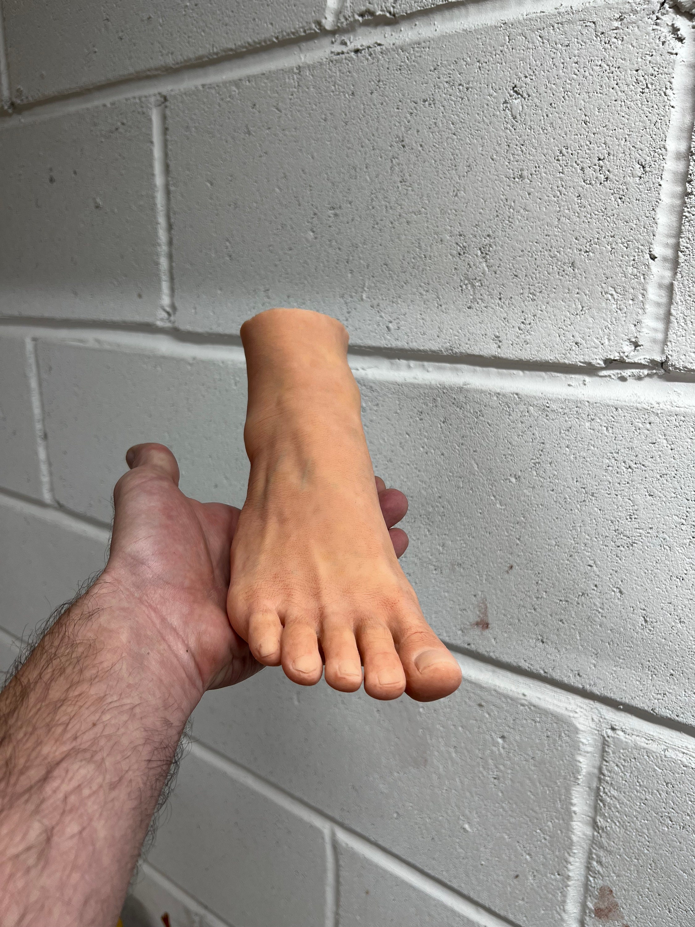 Sculpture of Realistic Silicone Feet with Acupuncture Pins