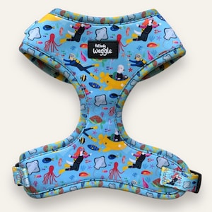 Dogs Under the Sea - Adjustable Harness | for small to large breeds | for puppy, puppies | blue | beach | holiday | summer, spring pattern