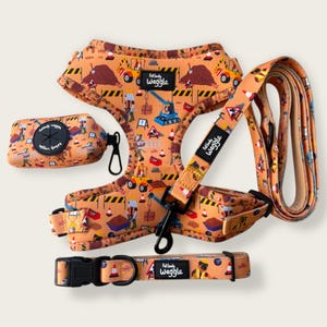 Arnés para perros en el trabajo: collar ajustable, correa y bolsa para excrementos