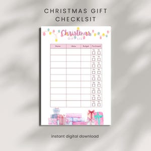 Lista della spesa di Natale, Lista dei regali di Natale stampabile, Tracker del budget per gli acquisti delle feste, Planner del budget dei regali, Goodnotes, Lista dei regali