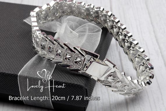 Wide Wristband Bracelet Chain 925 Sterling Silver Plated by Lovely