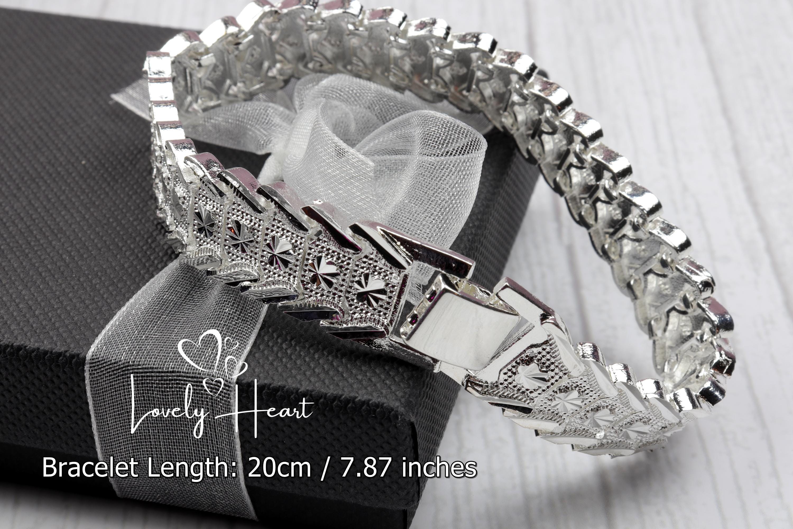 Wide Wristband Bracelet Chain 925 Sterling Silver Plated by Lovely
