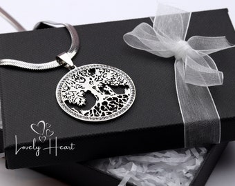 Stainless Steel Tree of Life With Crystals Necklace by Lovely Heart