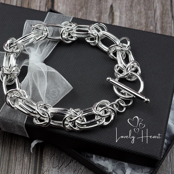 Rope Chain With Toggle Clasp Bracelet 925 Sterling Silver Plated by Lovely Heart