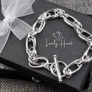 Large Chain Bracelet 925 Sterling Silver plated by Lovely Heart
