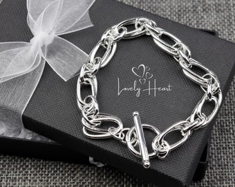 Large Chain Bracelet 925 Sterling Silver plated by Lovely Heart