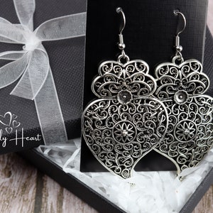 Filigree Portuguese Viana Heart Large Earrings by Lovely Heart