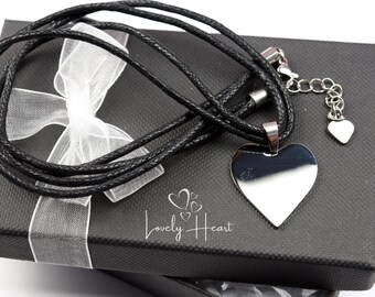 Stainless Steel Heart Pendant in Double Cotton Cord Necklace by Lovely Heart
