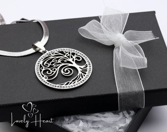 Stainless Steel Tree of Life With Crystals Necklace by Lovely Heart