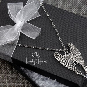Antiekzilverkleurige ketting met dubbele vleugels van Lovely Heart