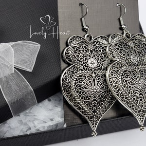 Filigrane Viana Heart Large Earrings by Lovely Heart