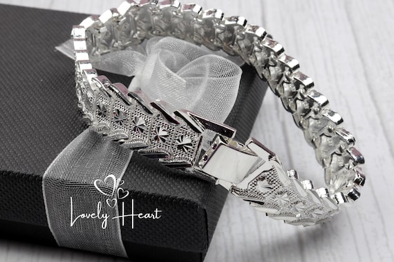Wide Wristband Bracelet Chain 925 Sterling Silver Plated by Lovely