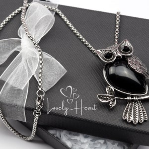 Black Owl Pendant Necklace by Lovely Heart