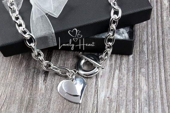 925 Sterling Silver Plated Double Heart Pendant With Toggle