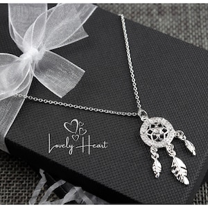 Dreamcatcher feather Charm 925 Sterling Silver Plated Necklace by Lovely Heart