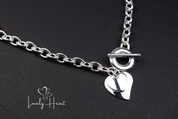 925 Sterling Silver Plated Double Heart Pendant With Toggle