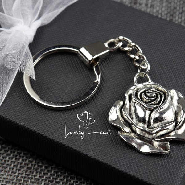 Metal Rose Shape Keyring by Lovely Heart